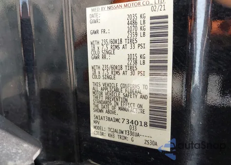 2021 Nissan Rogue Sv Fwd from USA, damaged, VIN 5N1AT3BA1MC734018